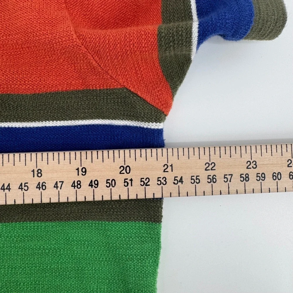 Polo Ralph Lauren Mens Medium Multi Color Striped Pique Cotton Polo Shirt